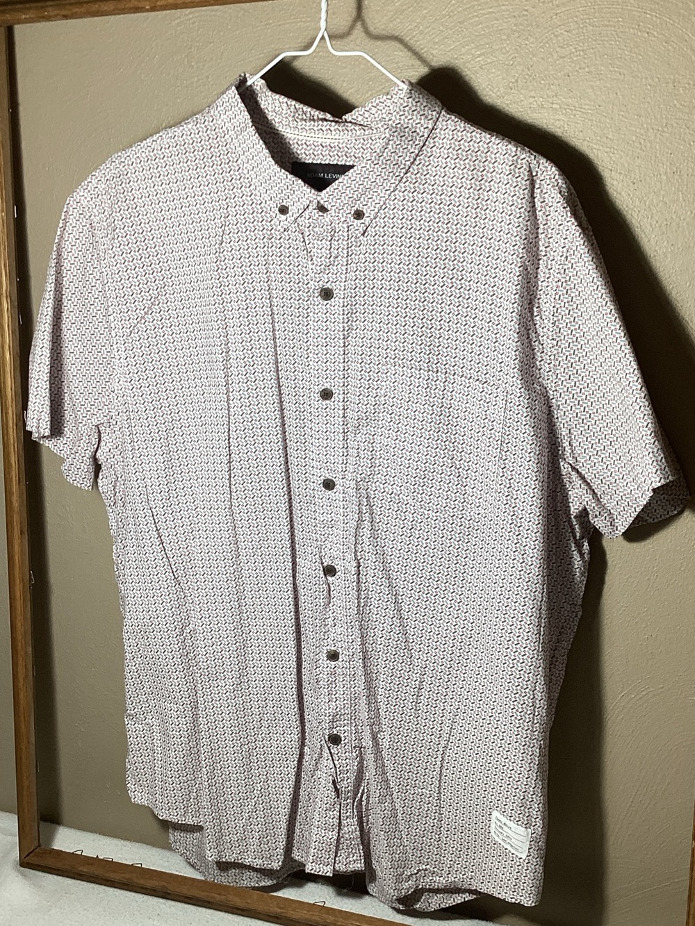 Adam Levine Collection Short-Sleeve Button-Down Shirt Light tan with Geometric